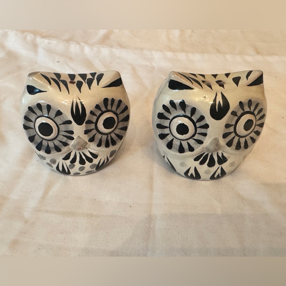 Ceramic, Hand-Painted and Signed, Ceramic Owl Figurines